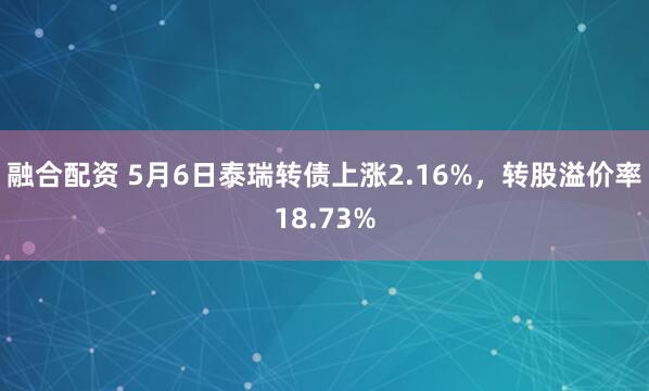 融合配资 5月6日泰瑞转债上涨2.16%，转股溢价率18.73%